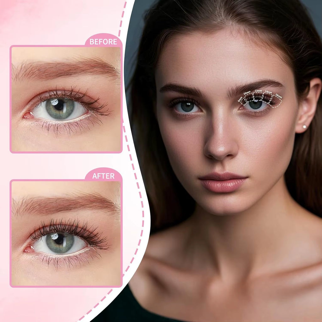 Lashes Venus 132 PCS Wider Span Clusters Kit with Bond and Seal Remover Long-Lasting Waterproof DIY Eyelashes Extension