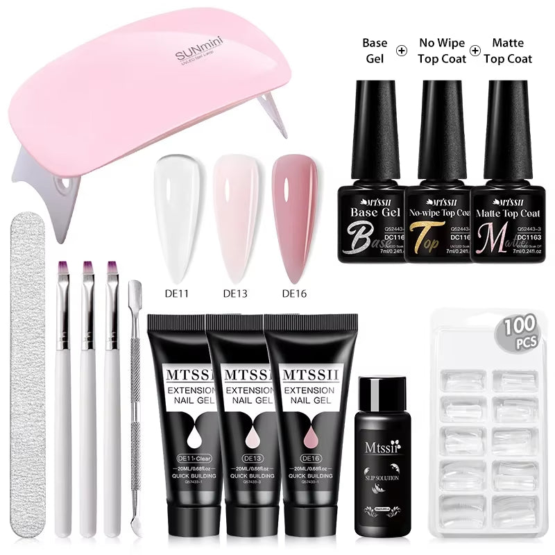 20M Extension Nail Gel Set Manicure Set Finger Quick Buliding Extension Gel Nail Polish Kit Soak off UV Gel LED Nail Art