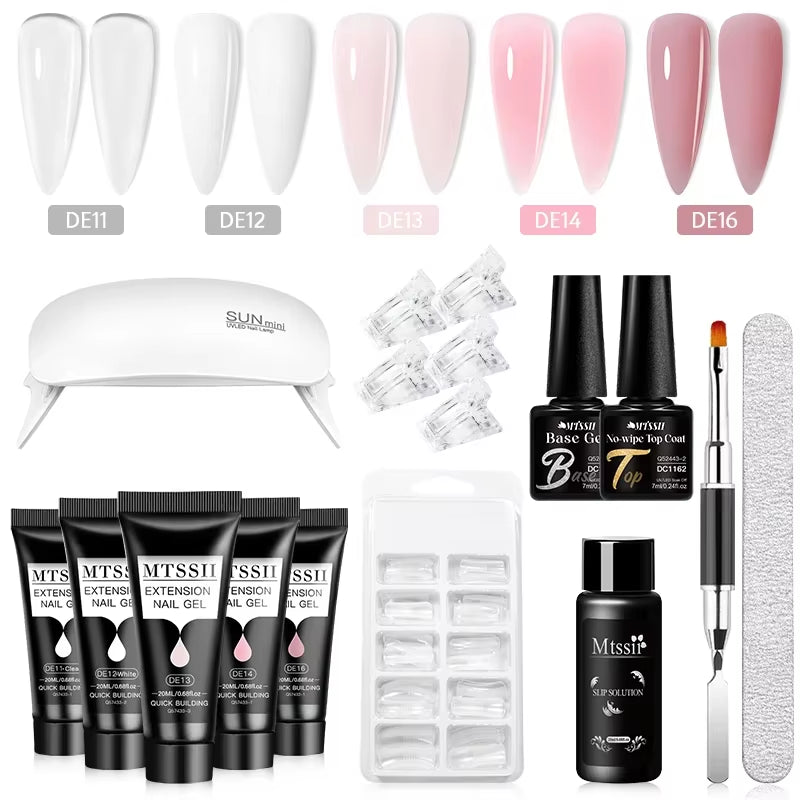 20M Extension Nail Gel Set Manicure Set Finger Quick Buliding Extension Gel Nail Polish Kit Soak off UV Gel LED Nail Art