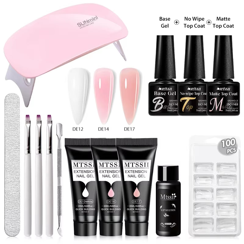 20M Extension Nail Gel Set Manicure Set Finger Quick Buliding Extension Gel Nail Polish Kit Soak off UV Gel LED Nail Art
