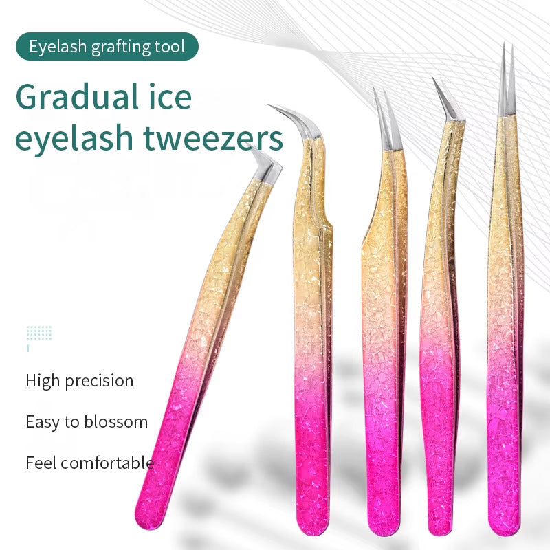 1 Pc Eyelash Tweezers Ice Flower Anti-Static 3D Accurate Eyebrow Grafting False Lashes Extension Supplies Makeup Tweezer Tools