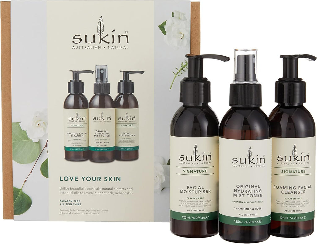 Love Your Skin Gift Set, Natural 3-Step Skincare Routine with Aloe Vera & Rosehip Oil, Cleanse Tone Hydrate Pack, Australian Made & Owned, Vegan, Cruelty-Free