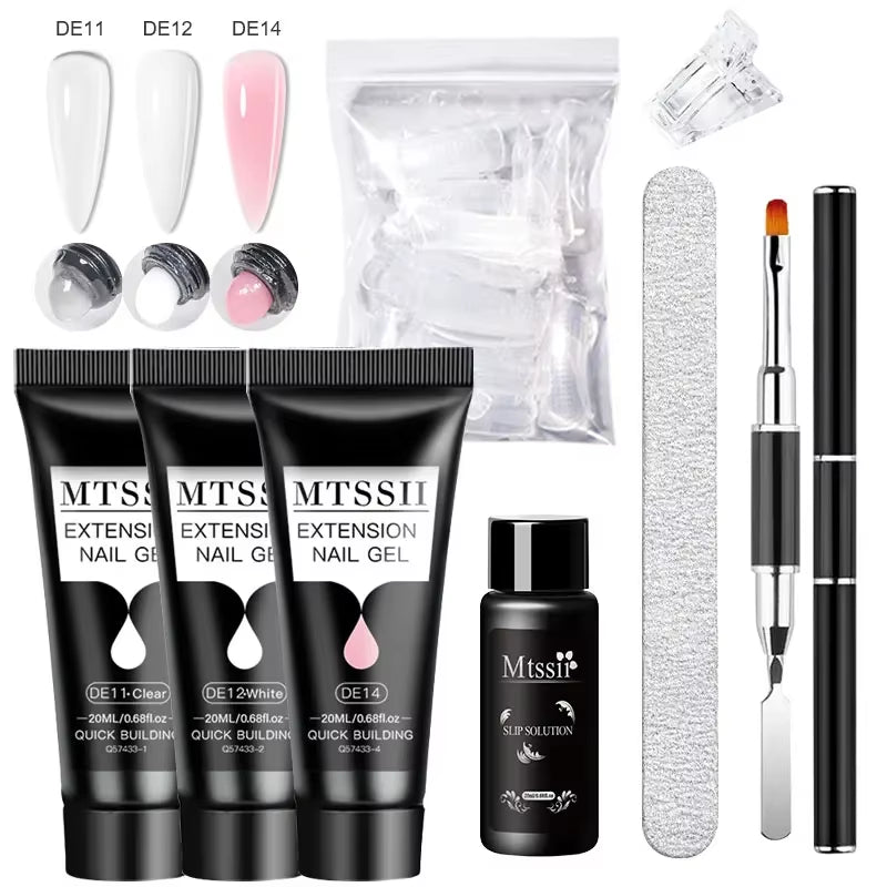 20M Extension Nail Gel Set Manicure Set Finger Quick Buliding Extension Gel Nail Polish Kit Soak off UV Gel LED Nail Art