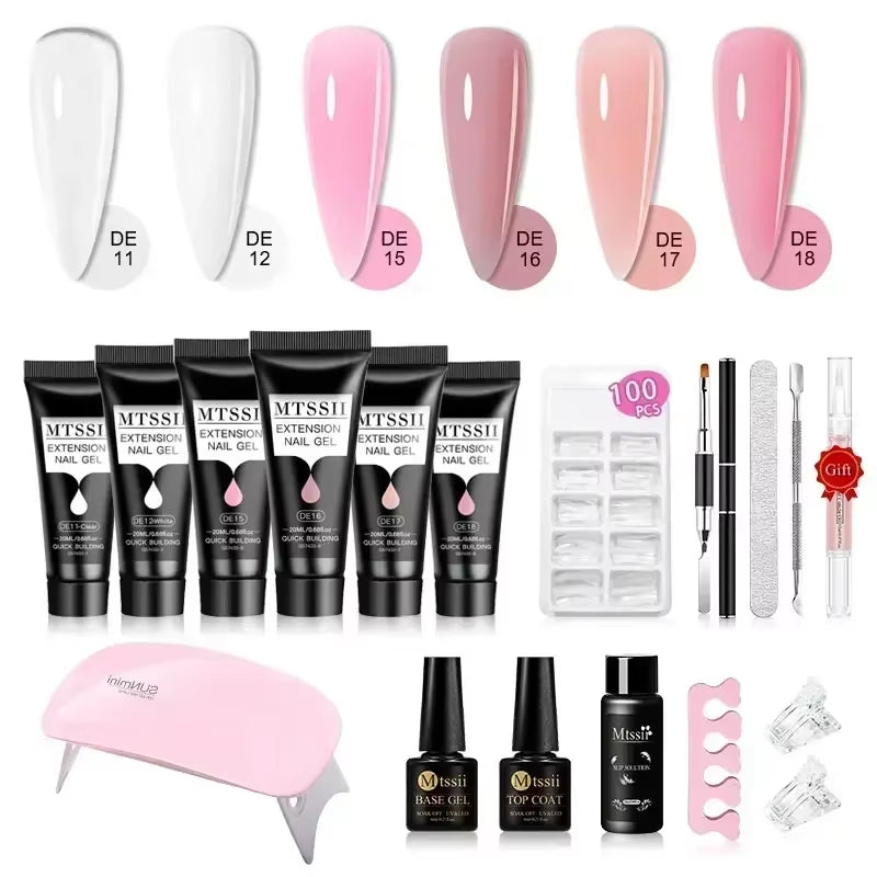 20M Extension Nail Gel Set Manicure Set Finger Quick Buliding Extension Gel Nail Polish Kit Soak off UV Gel LED Nail Art