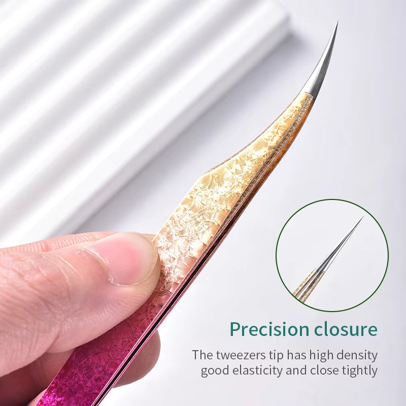 1 Pc Eyelash Tweezers Ice Flower Anti-Static 3D Accurate Eyebrow Grafting False Lashes Extension Supplies Makeup Tweezer Tools