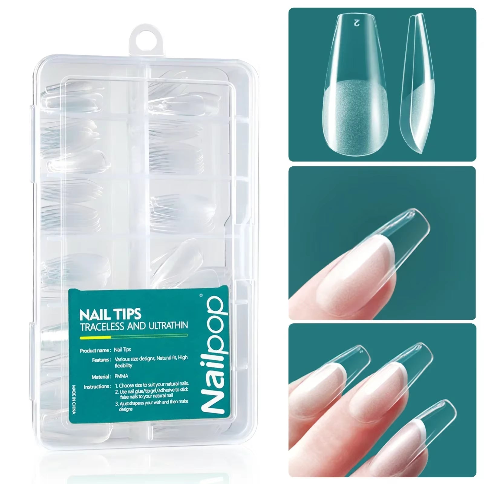 120Pcs/Box Gel X Nail Tips Medium Short Shape Almond/Square/Soft Gel Nail Tips False Nails Soak off Easy Nail Extensions