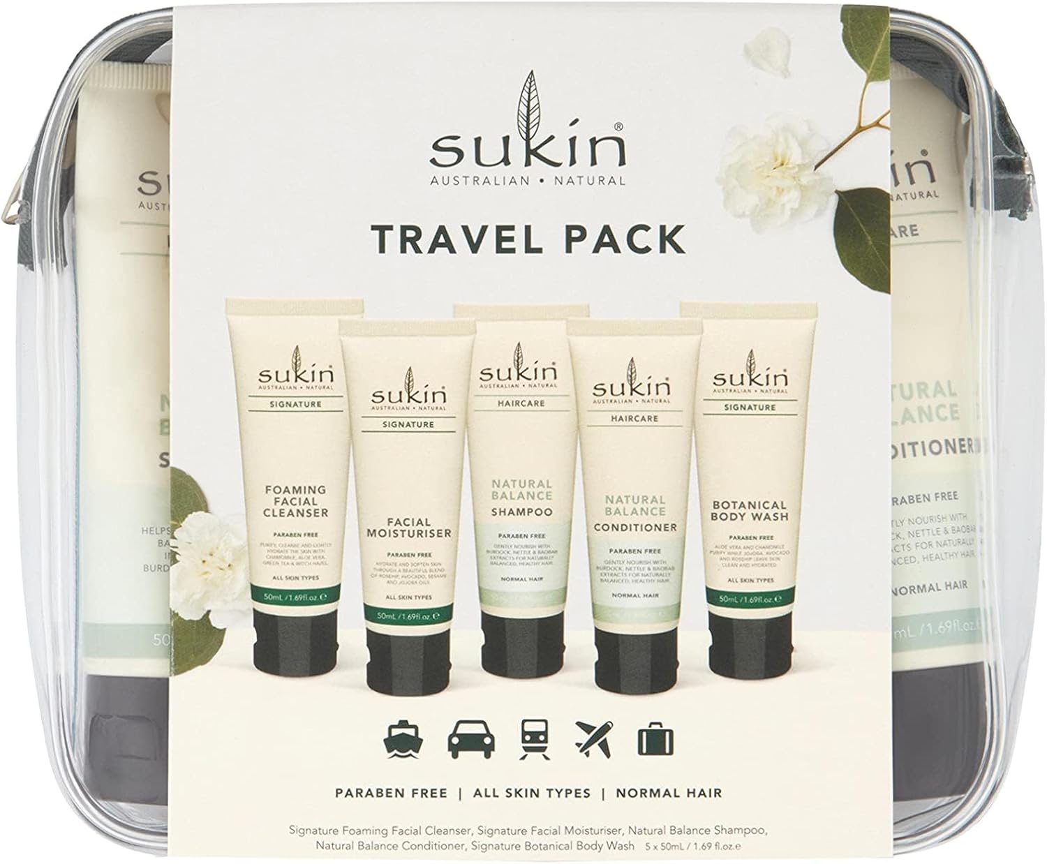 Signature Travel Pack 250Ml, Natural Skin & Hair Care Set with Aloe Vera & Rosehip Oil, Travel-Size Essentials with Reusable Bag, Australian Made & Owned, Vegan, Cruelty-Free