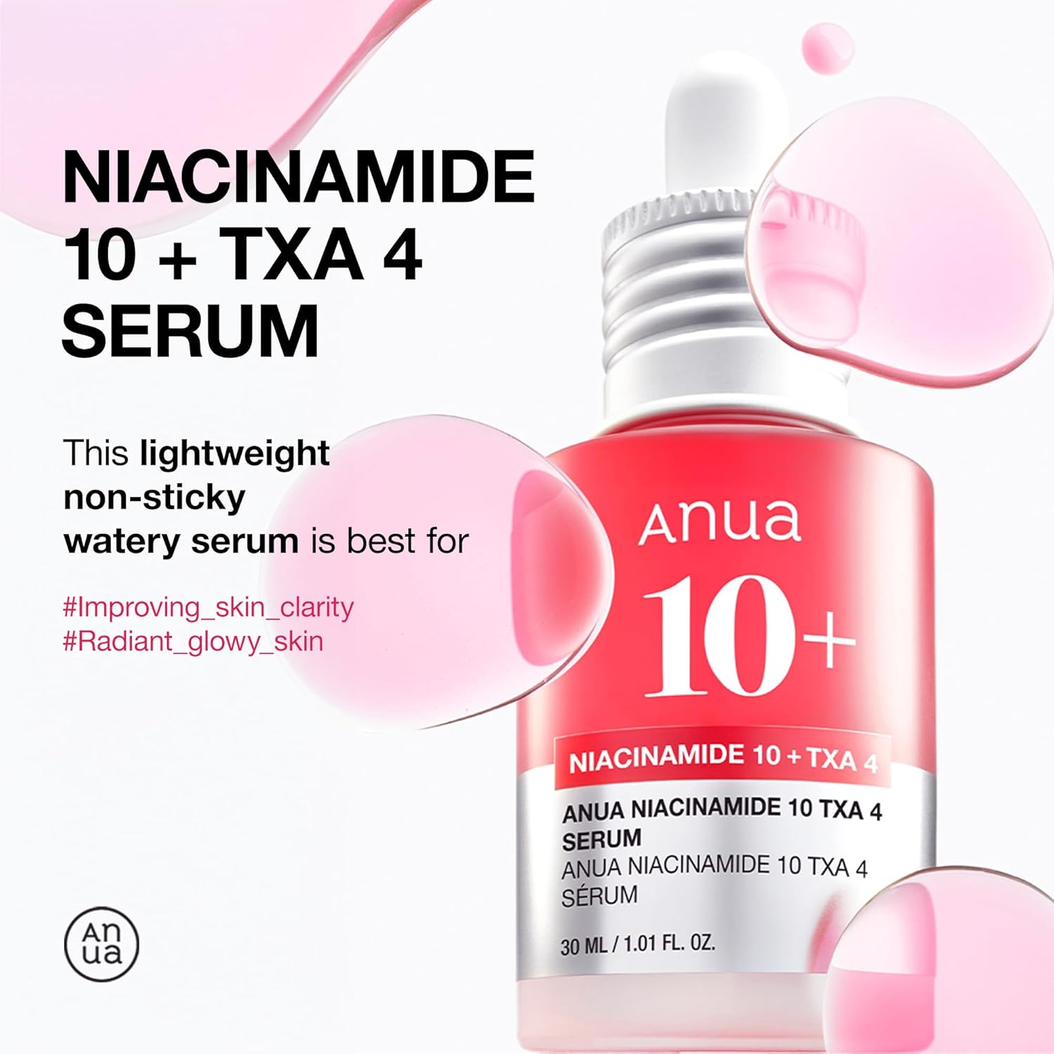 10% Niacinamide+ 4% TXA Serum, Ceramide, Hyaluronic Acid, Tranexamic Acid, Vitamin B12 Natural Color, Korean Glass Skin, Fragrance-Free, Dark Spot Serum, Korean Skincare, 30Ml /1.01 Fl.Oz.