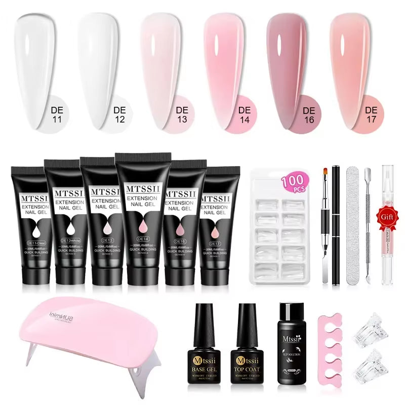 20M Extension Nail Gel Set Manicure Set Finger Quick Buliding Extension Gel Nail Polish Kit Soak off UV Gel LED Nail Art