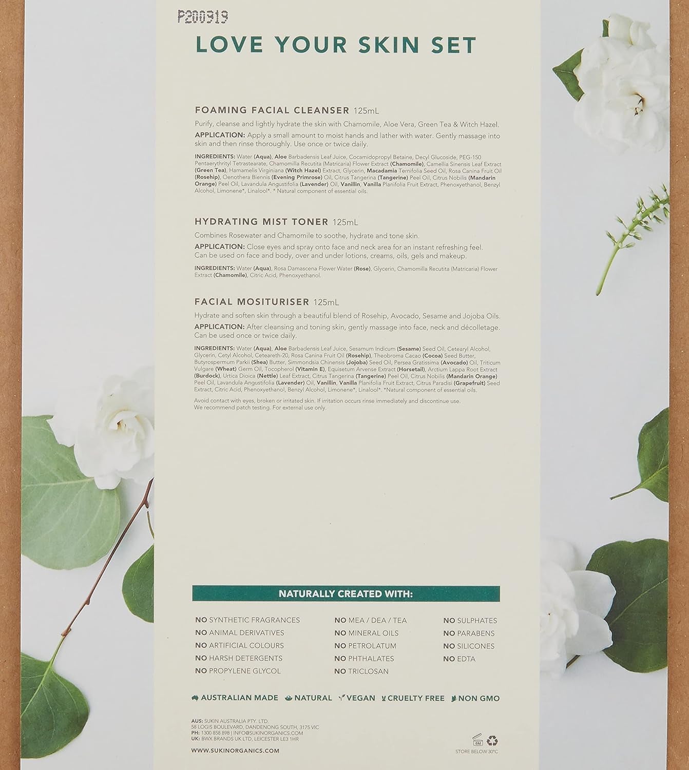 Love Your Skin Gift Set, Natural 3-Step Skincare Routine with Aloe Vera & Rosehip Oil, Cleanse Tone Hydrate Pack, Australian Made & Owned, Vegan, Cruelty-Free