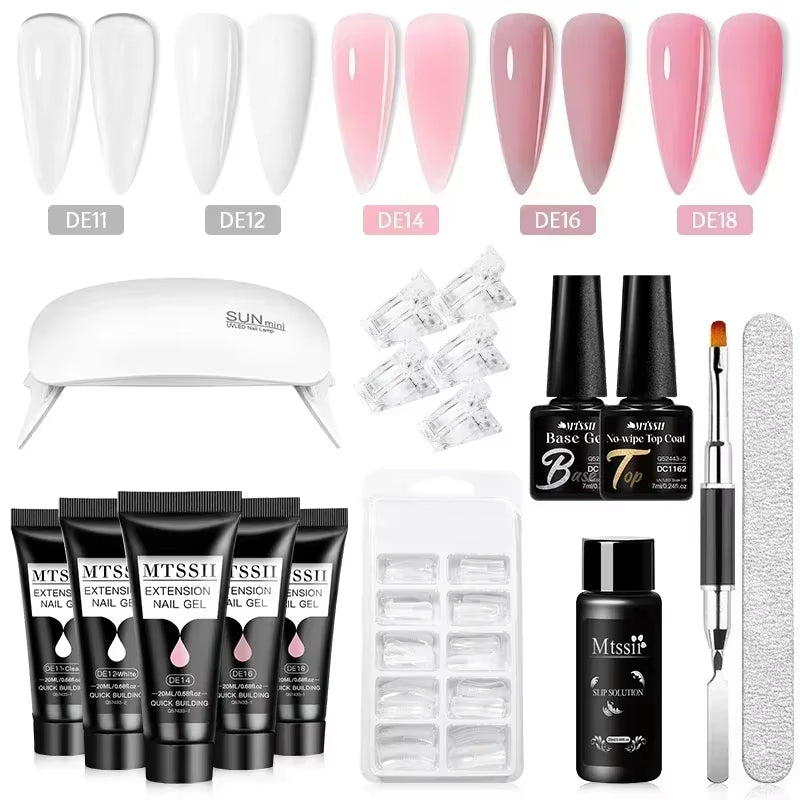 20M Extension Nail Gel Set Manicure Set Finger Quick Buliding Extension Gel Nail Polish Kit Soak off UV Gel LED Nail Art