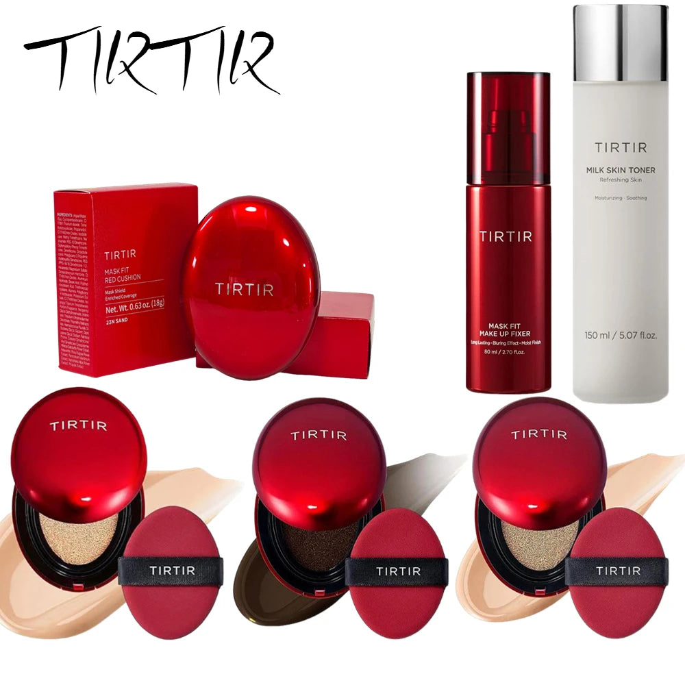 Original TIRTIR Korean Makeup - 21N 23N 55N Red Air Cushion Compact High Coverage Foundation, 80Ml Make-Up Fixer Spray