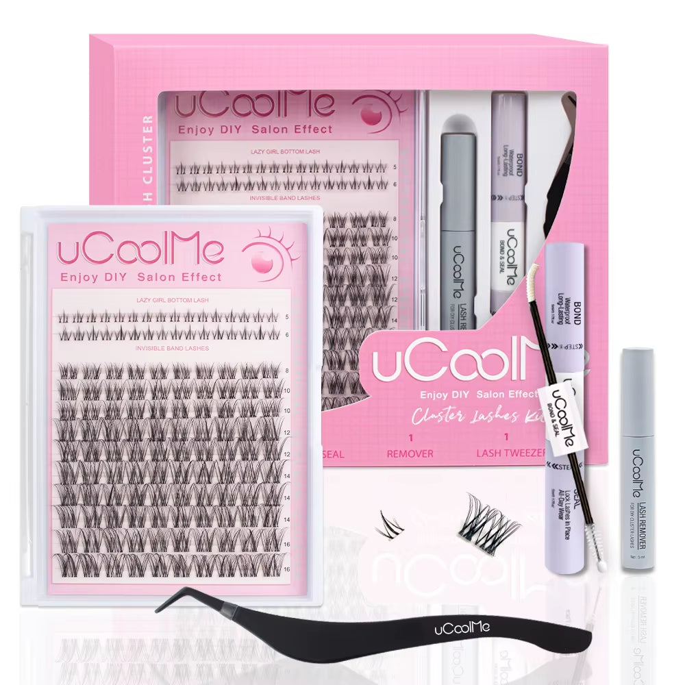 Lashes Venus 132 PCS Wider Span Clusters Kit with Bond and Seal Remover Long-Lasting Waterproof DIY Eyelashes Extension