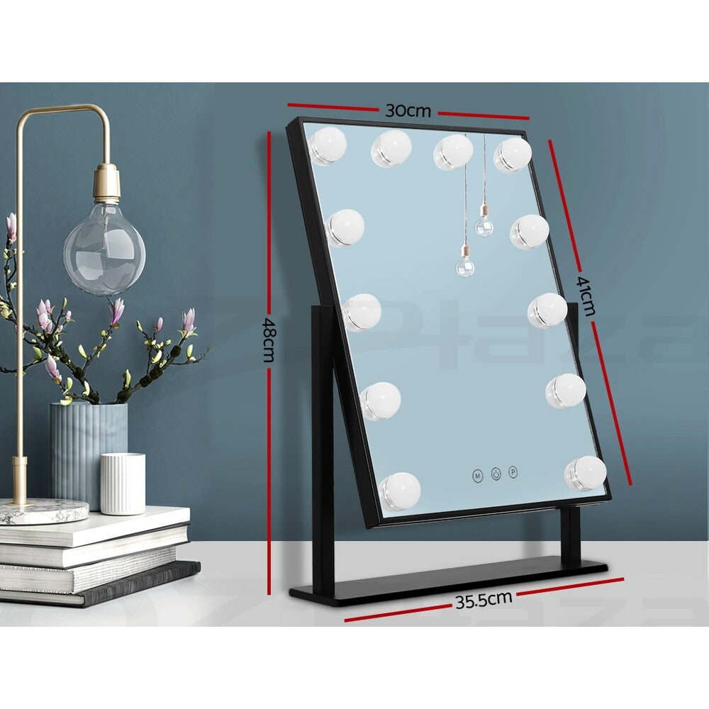 Embellir Makeup Mirror 30X48Cm Hollywood Vanity with LED Light Rotation Tabletop