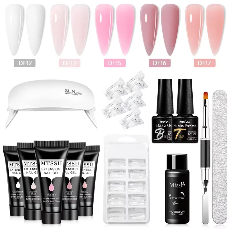 20M Extension Nail Gel Set Manicure Set Finger Quick Buliding Extension Gel Nail Polish Kit Soak off UV Gel LED Nail Art