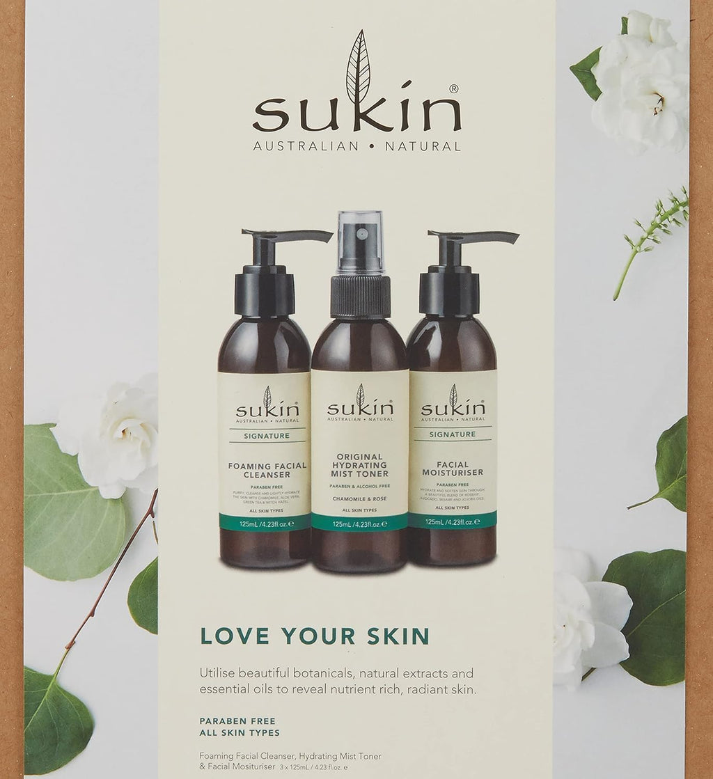 Love Your Skin Gift Set, Natural 3-Step Skincare Routine with Aloe Vera & Rosehip Oil, Cleanse Tone Hydrate Pack, Australian Made & Owned, Vegan, Cruelty-Free