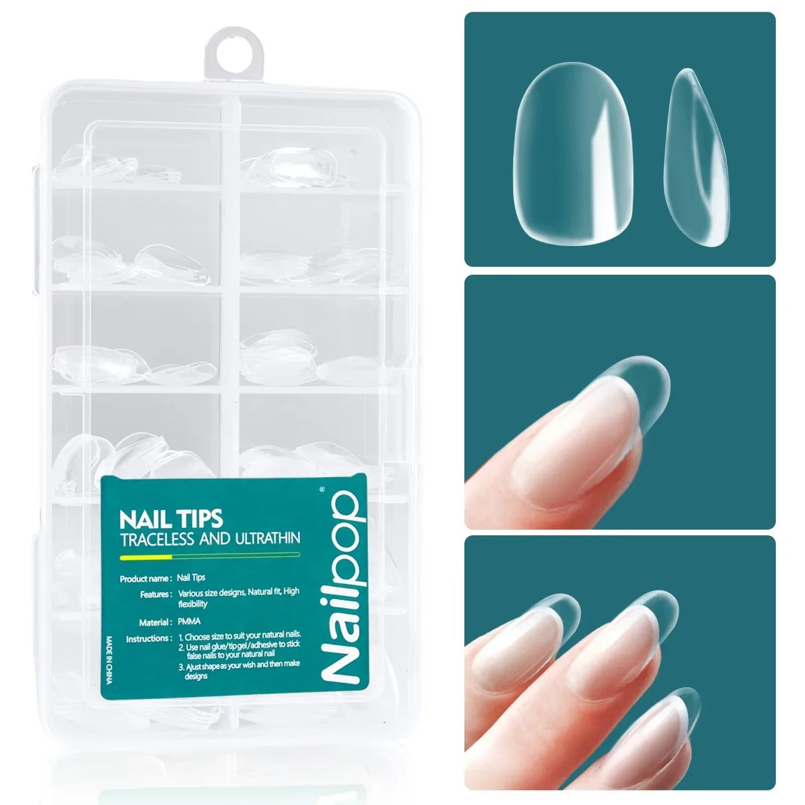 120Pcs/Box Gel X Nail Tips Medium Short Shape Almond/Square/Soft Gel Nail Tips False Nails Soak off Easy Nail Extensions
