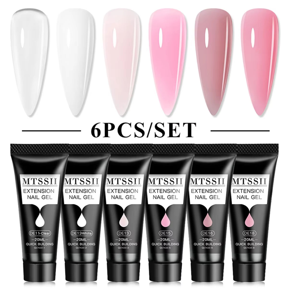 20M Extension Nail Gel Set Manicure Set Finger Quick Buliding Extension Gel Nail Polish Kit Soak off UV Gel LED Nail Art