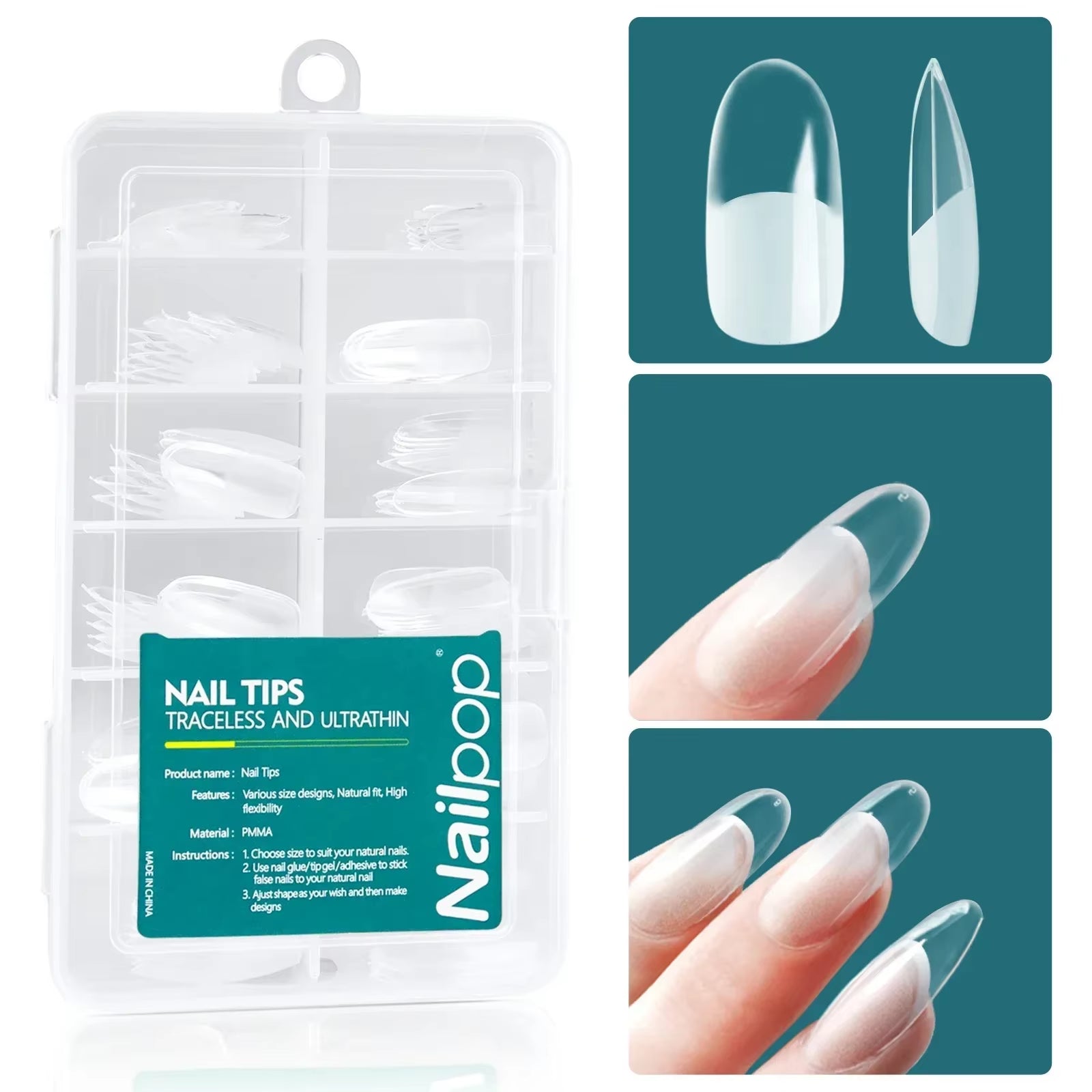 120Pcs/Box Gel X Nail Tips Medium Short Shape Almond/Square/Soft Gel Nail Tips False Nails Soak off Easy Nail Extensions