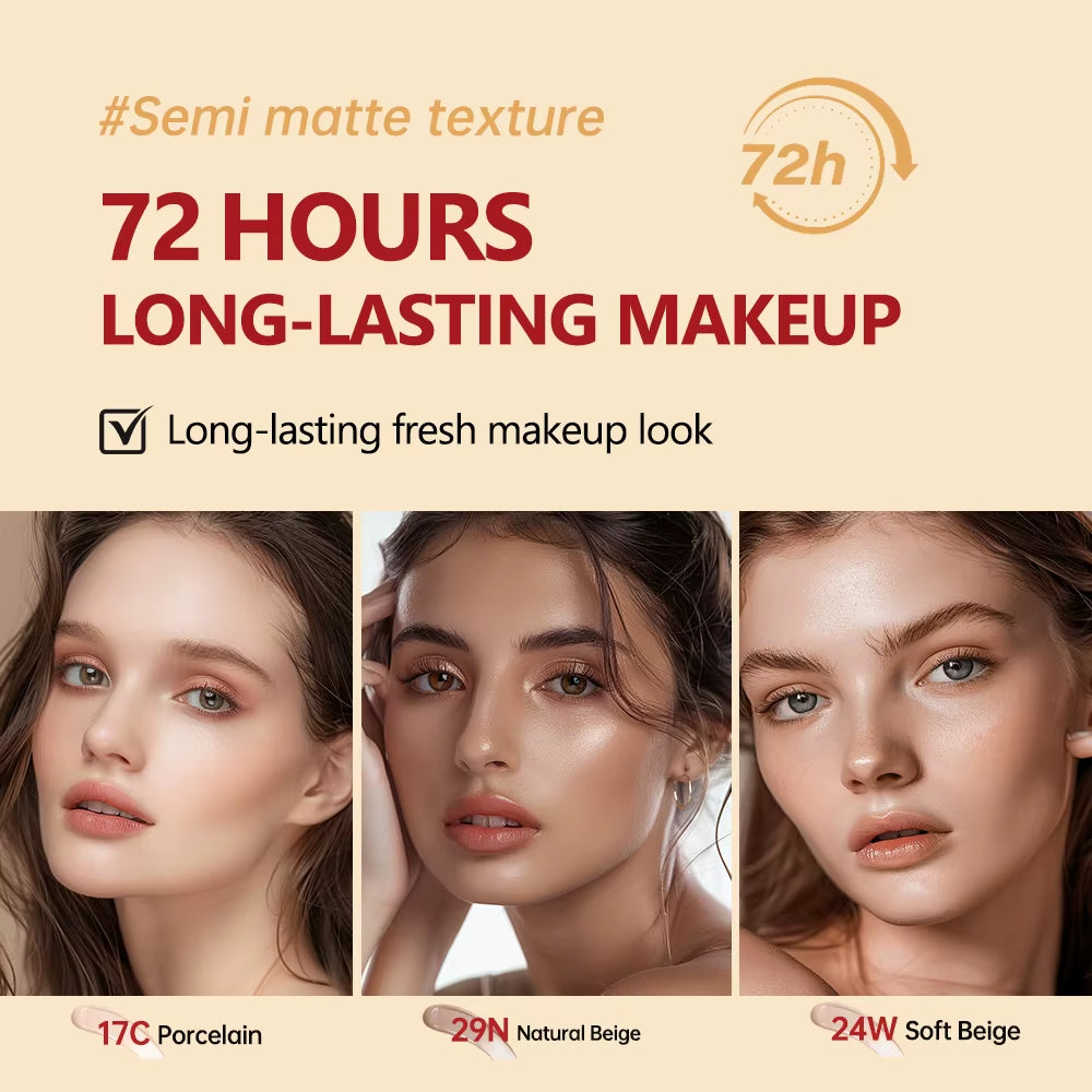72 Hours Long-Lasting Super Fit Cushion Foundation Full Coverage Waterproof Long-Lasting Concealer 9 Colors Makeup Semi-Matte
